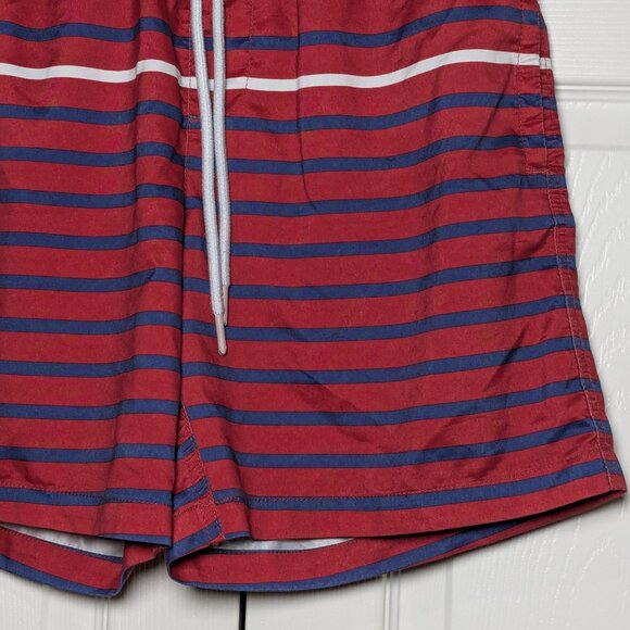 Amazon Essentials Men's Quick-Dry Swim Trunk Red Blue Stripes, Small, 7" Inseam - Picture 4 of 16